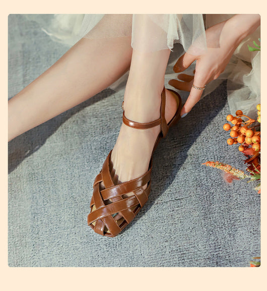 Sandalias con Tacón Grueso, Punta Redonda y Hebilla Decorativa - Image 6