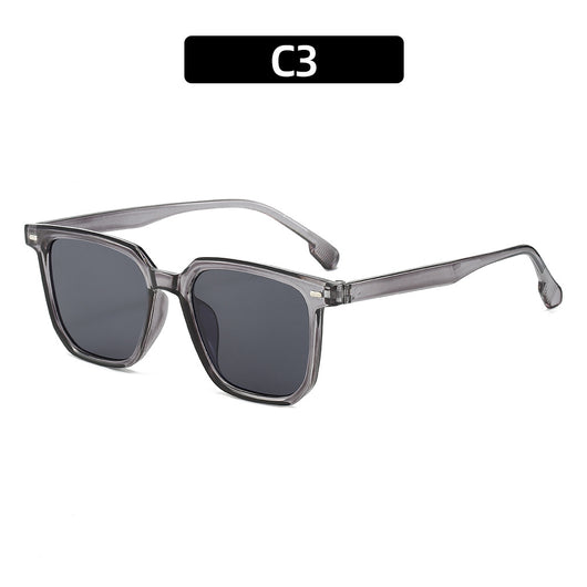 Large frame square sunglasses with a transparent champagne-colored frame and brown lenses. - Image 6