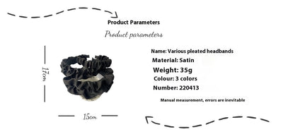 Diadema Plisada de Satén Premium Negro Ancho - Image 36