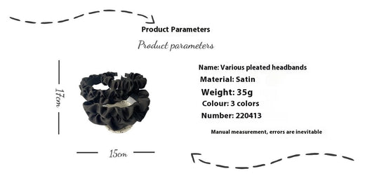 Diadema Plisada de Satén Premium Negro Ancho - Image 36