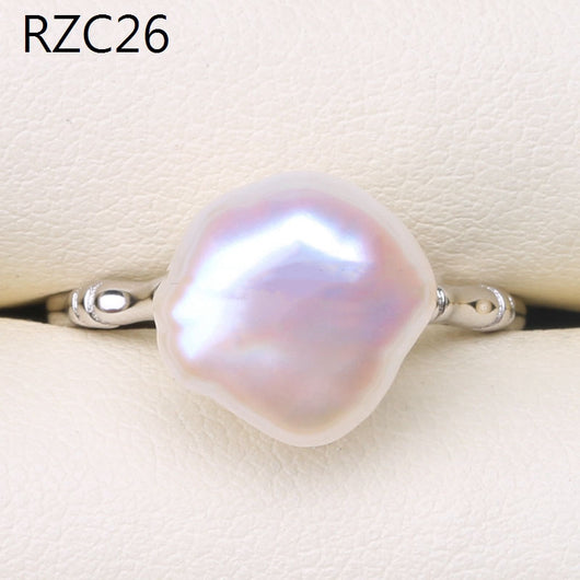Anillo de Perla Barroca Natural Diseño Luna Platino - Image 19