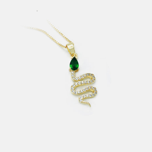 Aretes y Collar Serpiente con Circones Naturales - Image 2