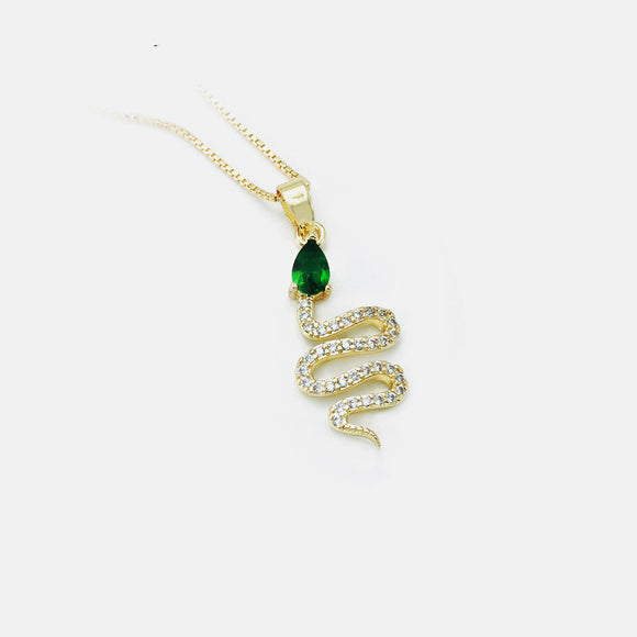 Aretes y Collar Serpiente con Circones Naturales
