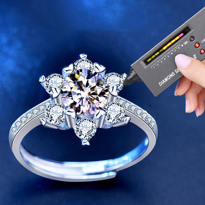 Anillo de Plata 925 con Moissanita Copo de Nieve para Mujer - Image 2