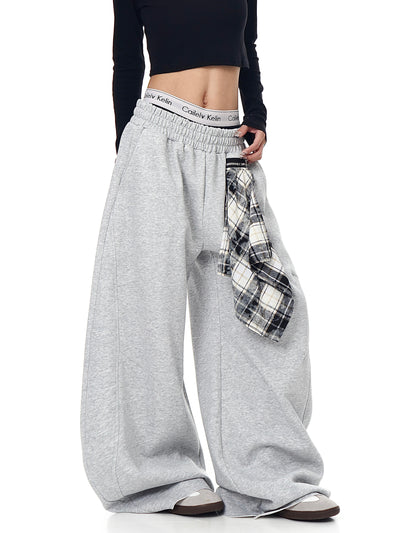 Pantalón Ancho Suelto con Pañuelo Cuadriculado Retro Desmontable - Image 11