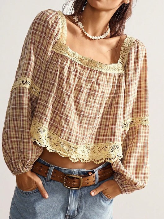Blusa de Encaje Patchwork para Mujer - Image 7