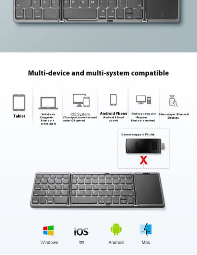 Teclado Inalámbrico Plegable con Touchpad para Móvil, Tablet y Laptop - Image 10