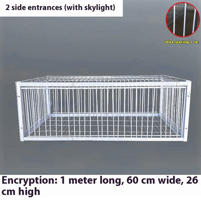 White wire pigeon cage with two side entrances and a skylight, measuring 60x40x26 cm with 2cm wire spacing. - Image 20