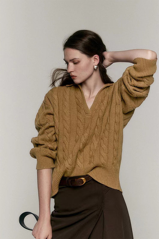 Suéter Polo de Lana Pura Estilo Old Money Relajado - Image 17