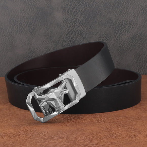 Cinturón de Cuero para Hombre con Hebilla Automática sin Agujeros