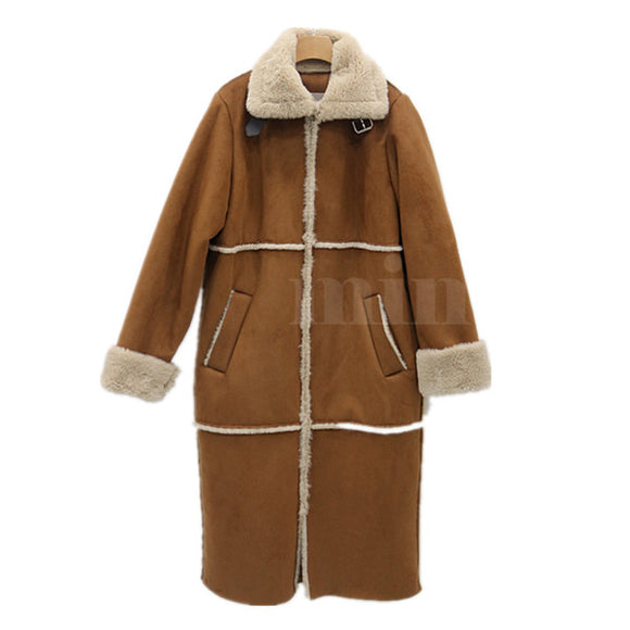 Abrigo de Lana de Cordero Oversize Elegante para Invierno