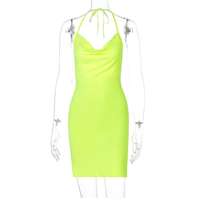 Vestido Corto Halter con Abertura y Moño Elegante - Image 3