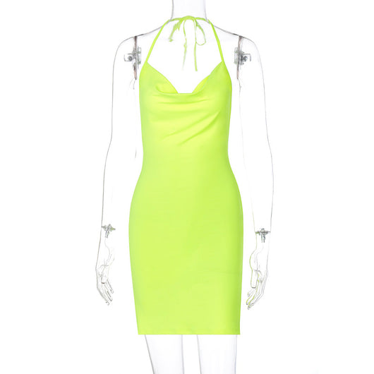Vestido Corto Halter con Abertura y Moño Elegante - Image 3