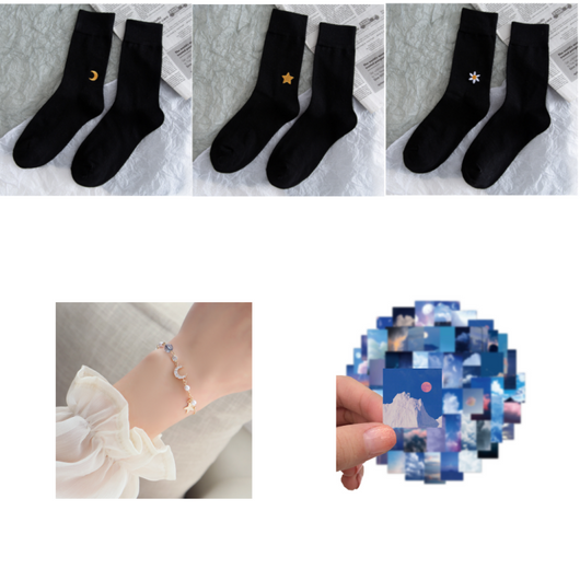 Calcetines JK Estilo Coreano Estrellas y Luna - Calcetines Altos de Color Puro - Image 13