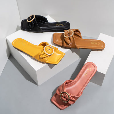 Sandalias Planas Estilo Coreano con Hebilla de Moda y Punta Cuadrada