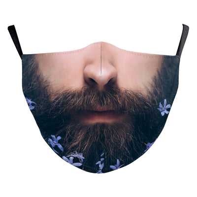 Christmas dust mask with a digital print of red, purple, and gold bokeh lights and white snowflakes, featuring ear hooks. - Image 26