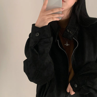 Abrigo Retro de Ante Cálido con Doble Cierre - Perfecto para Otoño Invierno - Image 43