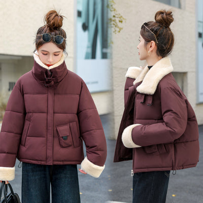 Abrigo de Lana Cordero Estilo Coreano con Solapa Grande - Image 6