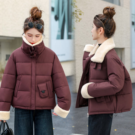 Abrigo de Lana Cordero Estilo Coreano con Solapa Grande - Image 6