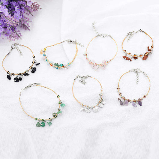 Pulsera Tejida en Rafia con Piedra Natural