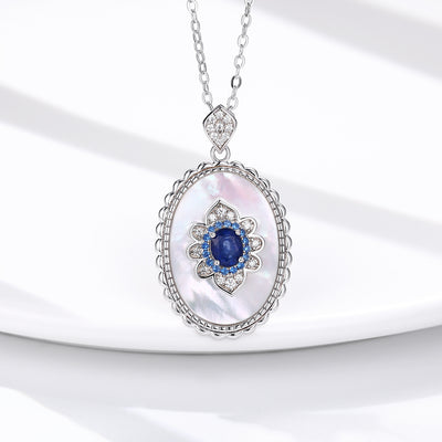 Colgante de Zafiro y Diamante en Plata 925 - Collar para Bodas y Fiestas