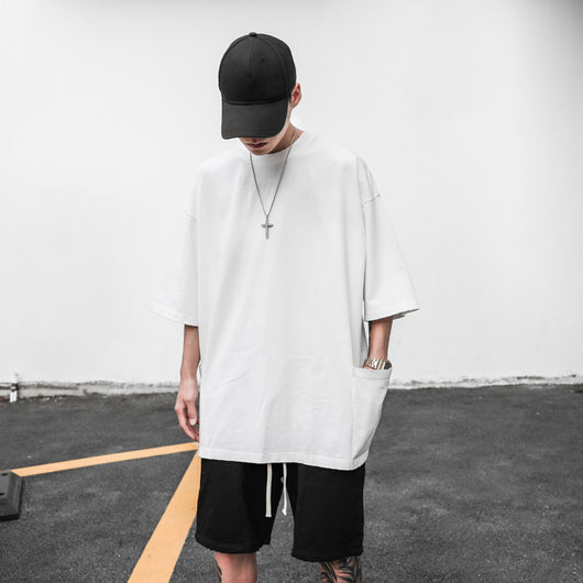 Camiseta Casual Americana de Manga Corta con Bolsillo y Orilla Deshilachada para Hombre - Image 4