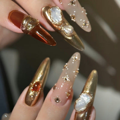 Uñas Postizas Barrocas con Gemas - Diseño Avanzado - Image 10