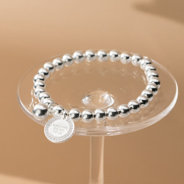 Pulsera de Plata 925 con Medalla Redonda Incrustada - Diseño Dulce y Elegante