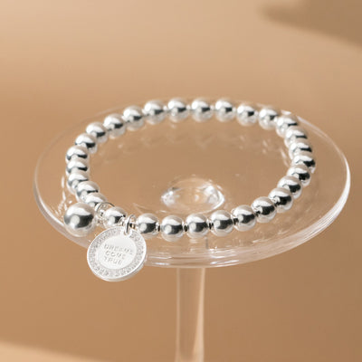 Pulsera de Plata 925 con Medalla Redonda Incrustada - Diseño Dulce y Elegante