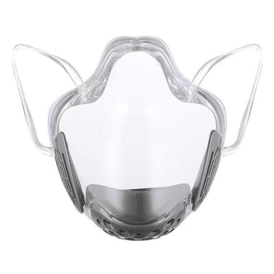 Transparent full face protective mask with blue chin guard and clear ear loops, designed for anti-splash and dust protection. - Image 6