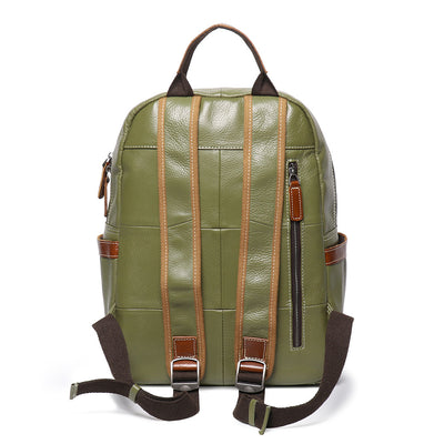 Mochila de Cuero Viaje Bicolor - Bolso Escolar Piel Suave Premium - Image 10