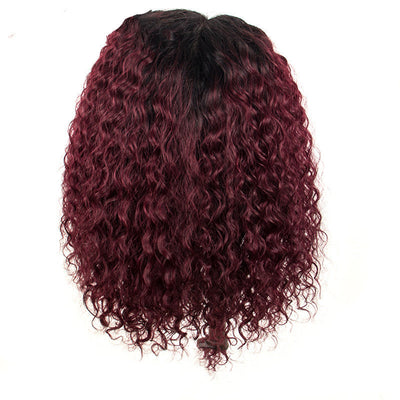 Peluca Encaje Completo Cabello Natural Degradado Borgoña - Frente de Encaje - Image 12