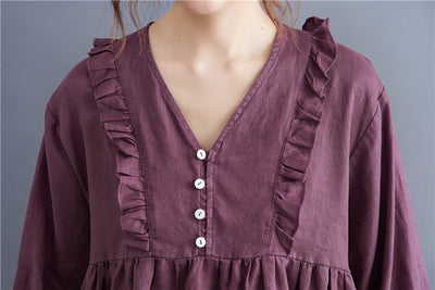 Blusa Suelta Manga Larga con Volantes Reductora para Mujer - Image 6