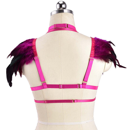 Sostén Harness Gótico Punk con Plumas para Eventos y Prom - Image 6