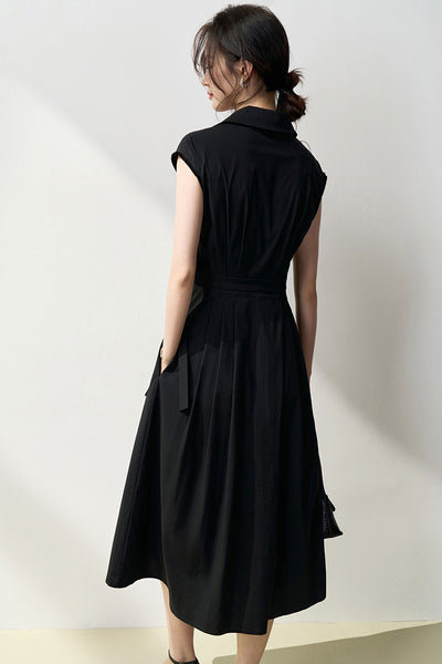 Vestido Camisero Ajustado de Algodón con Pliegues Simétricos y Corte Vertical - Image 44