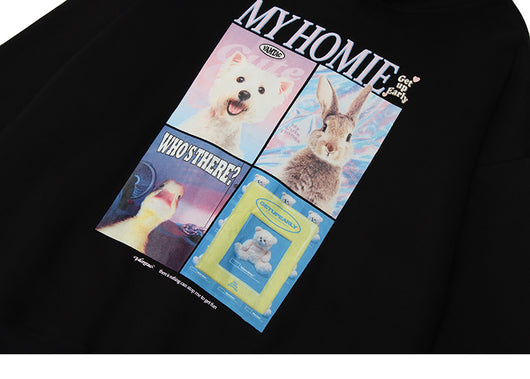 Sudadera Estampada Animal con Capucha Holgada para Parejas - Image 9