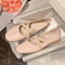 Zapatos Planos de Cuero con Banda Elástica Cruzada