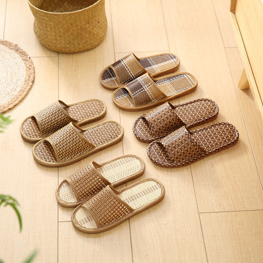 Pantuflas de Pareja con Suela Suave y Diseño en Fibra Natural