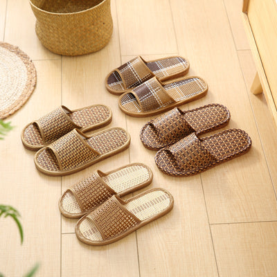 Pantuflas de Pareja con Suela Suave y Diseño en Fibra Natural
