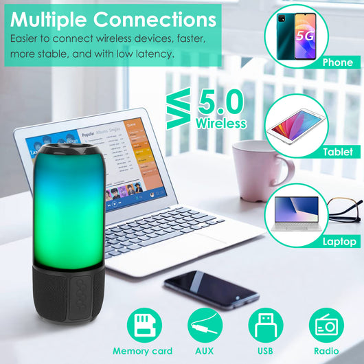 Parlante Portátil Inalámbrico Estéreo con Luces LED y Radio FM - Image 9