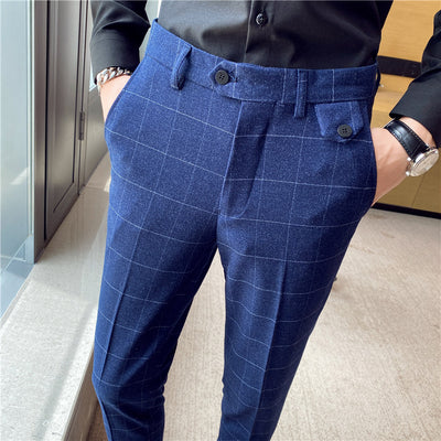 Pantalón de Vestir Slim Fit Cuadros Clásicos Británicos - Elegancia Coreana para Hombre - Image 3