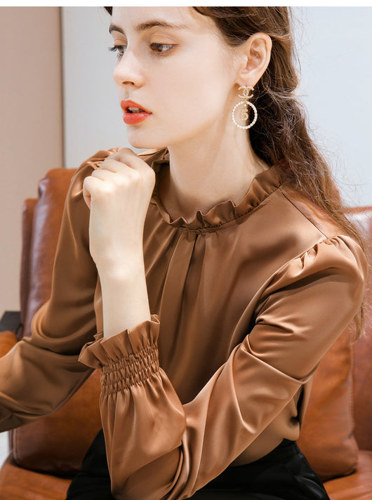 Blusa de Satén con Mangas Voluminosas y Volantes - Image 8