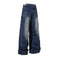 Jeans Rectos de Cintura Alta con Pliegues Amplios