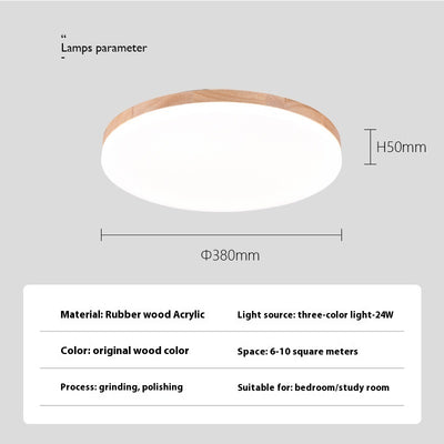 Lámpara de Techo LED Redonda Minimalista Nórdica en Madera Maciza - Image 8