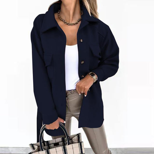 Chaqueta de Lana para Mujer con Solapa y Cierre de Cordones - Image 8