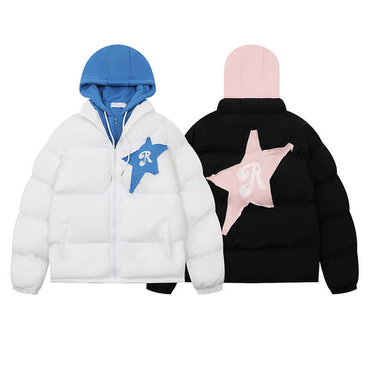 Chaqueta Acolchada con Capucha y Parches de Estrella - Estilo Urbano - Image 3