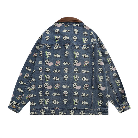 Chamarra Vaquera Estampada Panda Rojo para Hombre - Image 2
