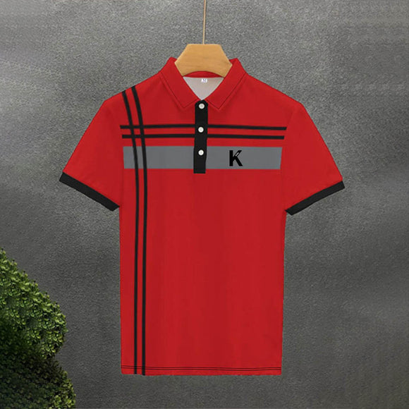 Polo Manga Corta Estampado a Rayas Holgado para Hombre