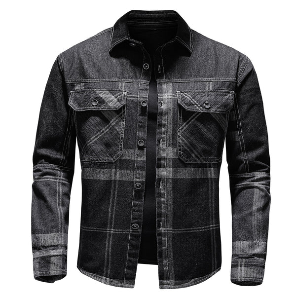 Camisa de Cuadros Denim Manga Larga para Hombre