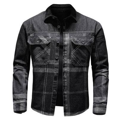 Camisa de Cuadros Denim Manga Larga para Hombre